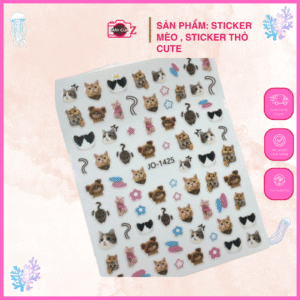 Combo 10 tấm sticker mèo , sticker thỏ cute trang trí máy ảnh