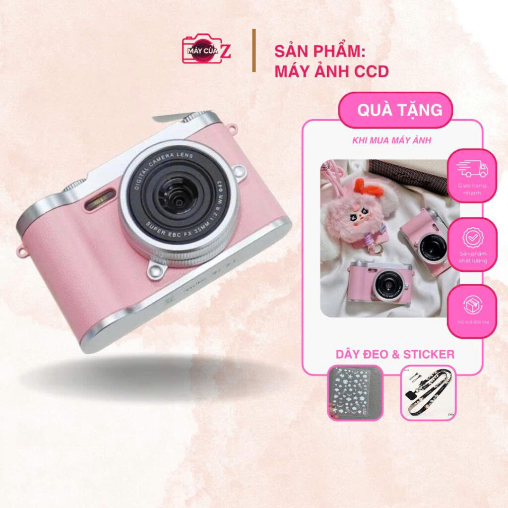 máy ảnh mini 300k màu hồng 